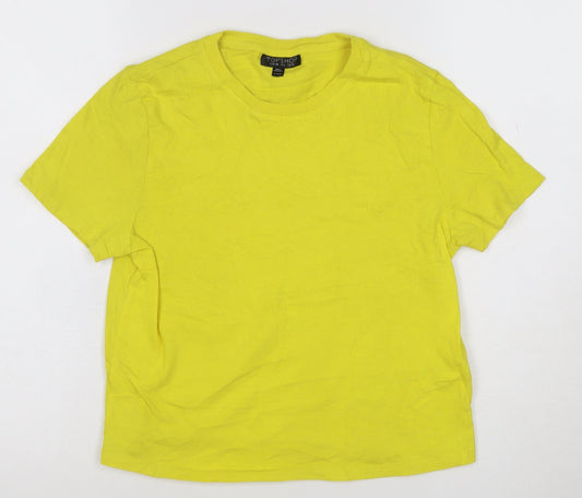 Topshop Women’s Yellow Cotton Crew Neck Short Sleeve T-Shirt Size 10