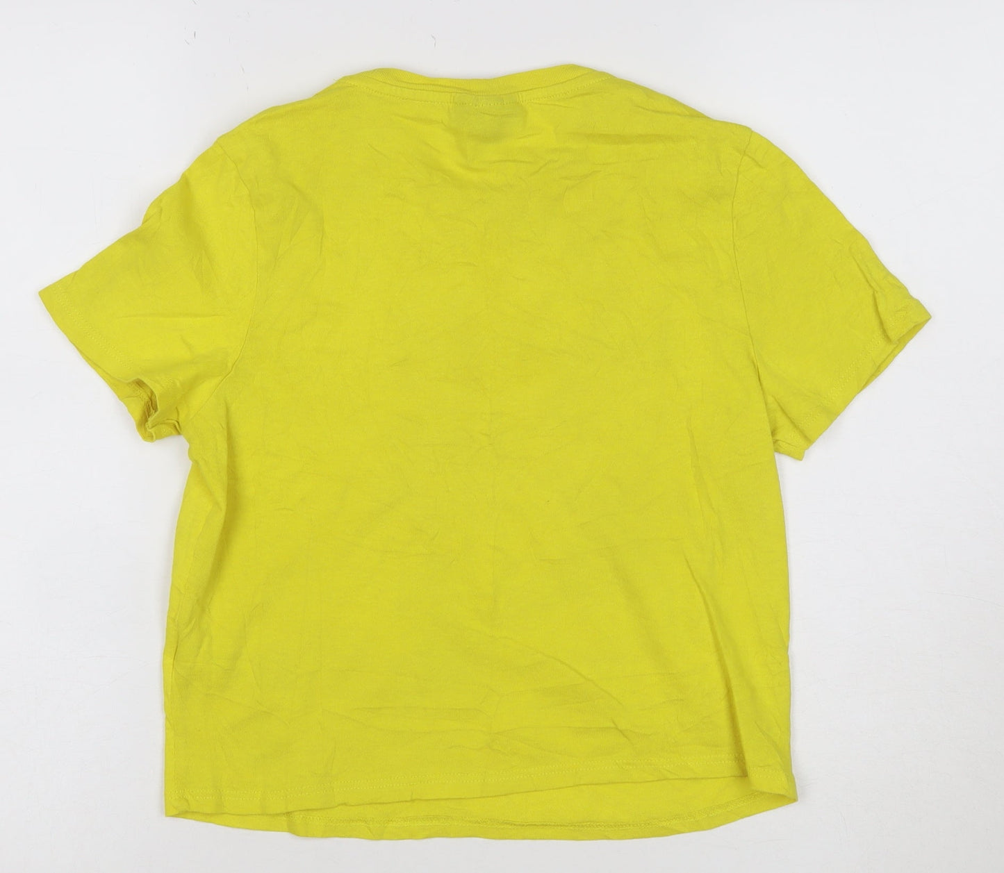 Topshop Women’s Yellow Cotton Crew Neck Short Sleeve T-Shirt Size 10