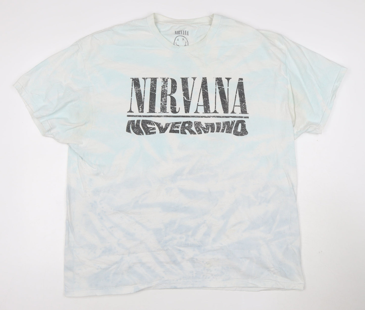 Nirvana Nevermind Men's 2XL Blue Tie-Dye Band T-Shirt 100% Cotton