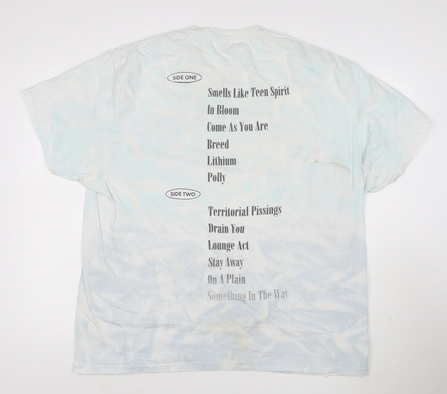 Nirvana Nevermind Men's 2XL Blue Tie-Dye Band T-Shirt 100% Cotton