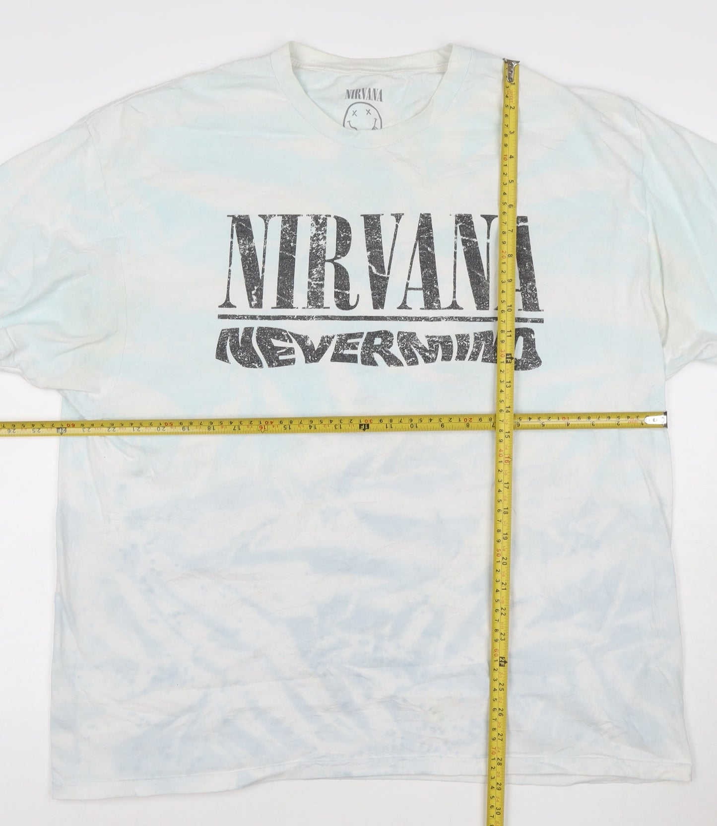 Nirvana Nevermind Men's 2XL Blue Tie-Dye Band T-Shirt 100% Cotton