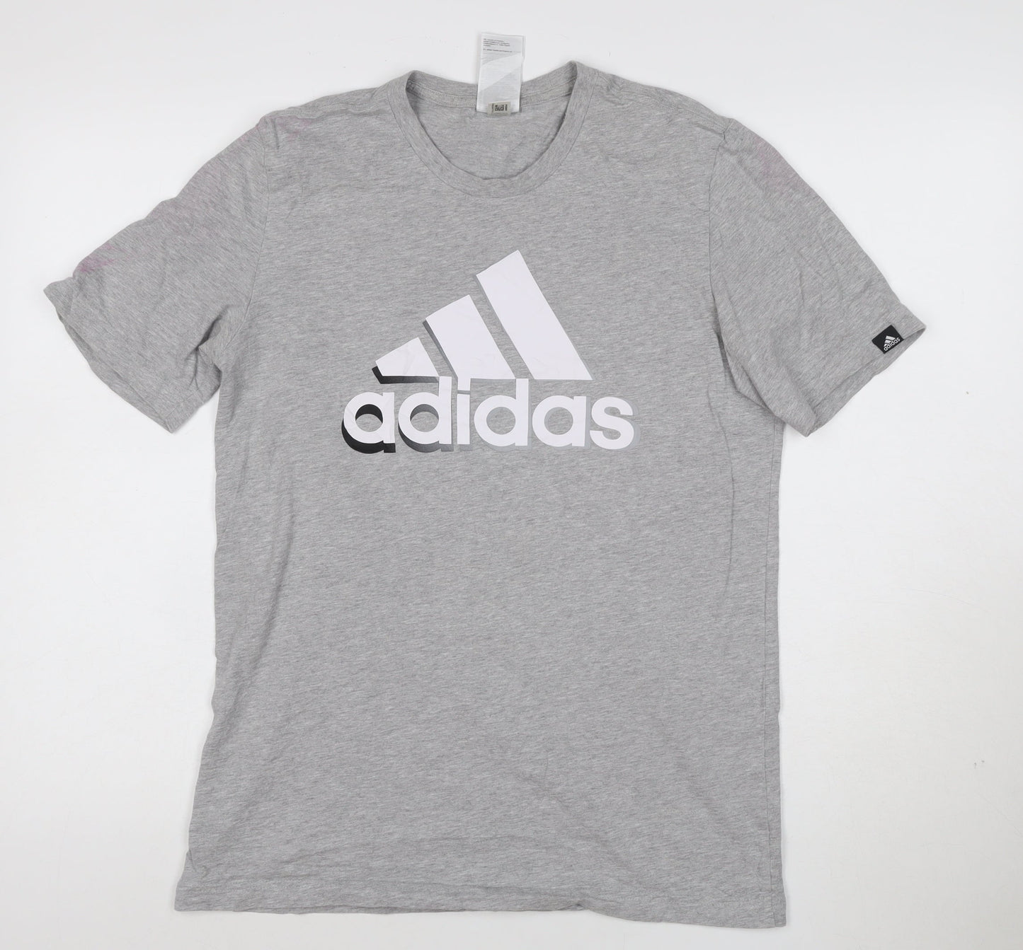 Adidas Men's Grey Crew Neck Short Sleeve Graphic T-Shirt Size M