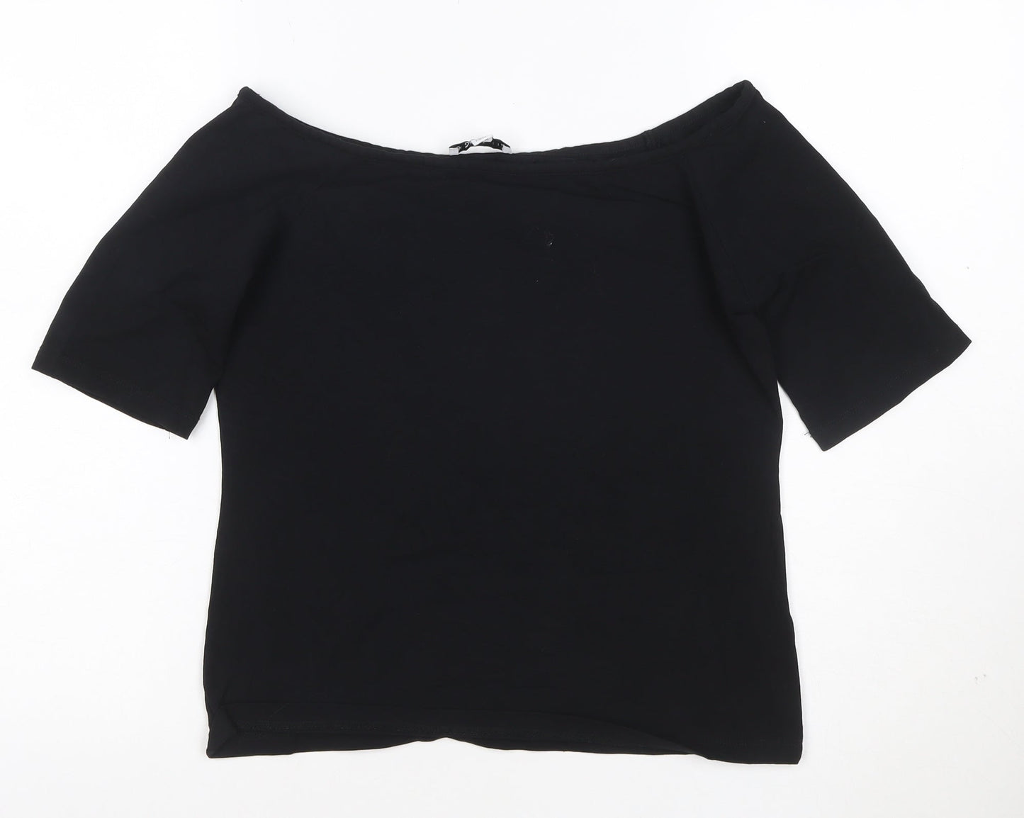 Warehouse Women’s Black Off Shoulder Cotton Jersey Top Size 14