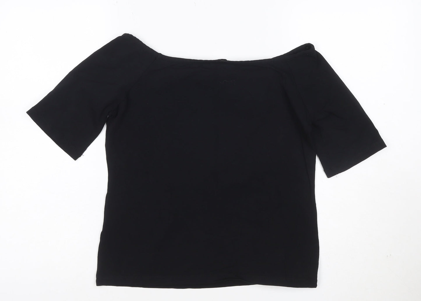 Warehouse Women’s Black Off Shoulder Cotton Jersey Top Size 14