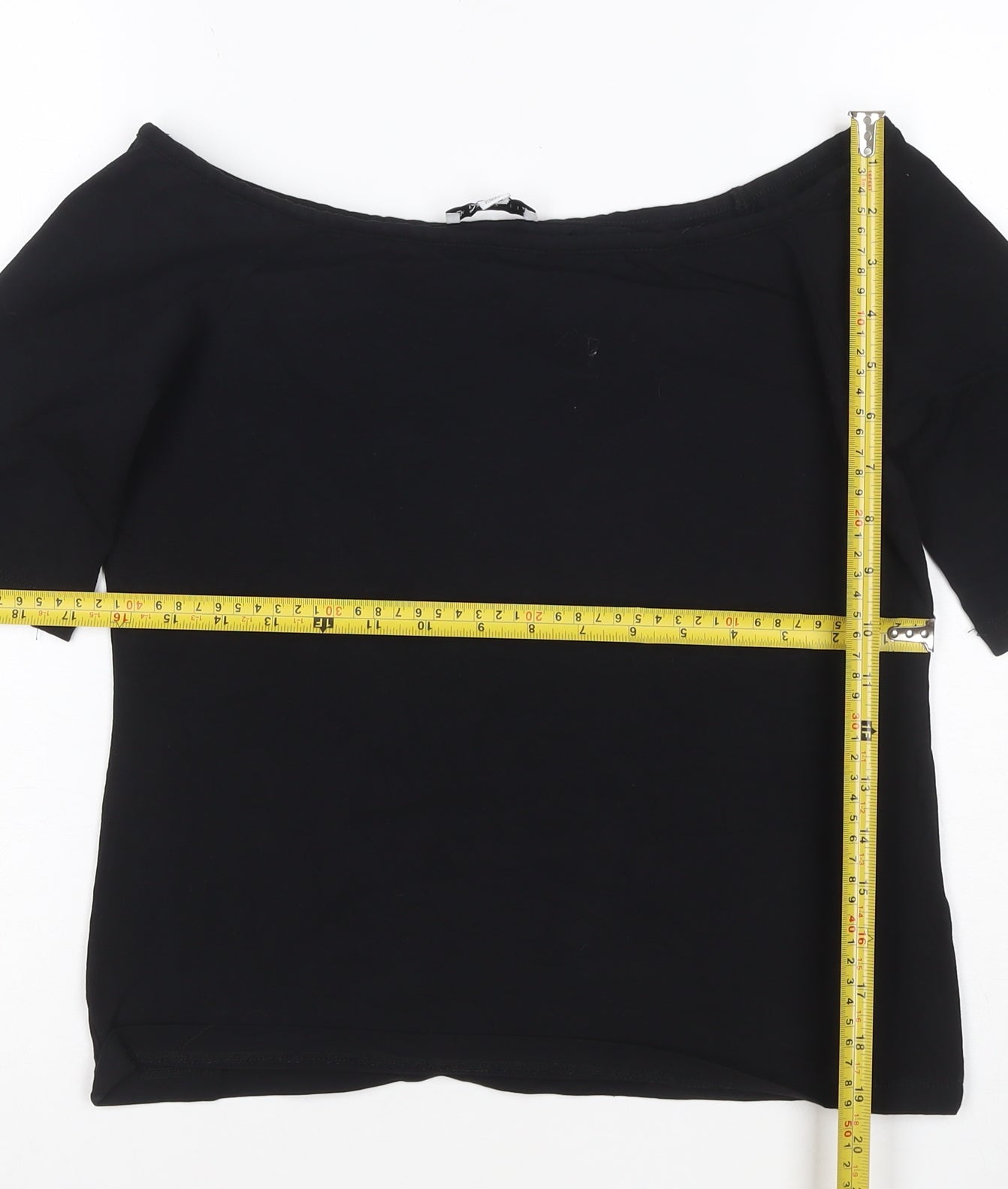 Warehouse Women’s Black Off Shoulder Cotton Jersey Top Size 14