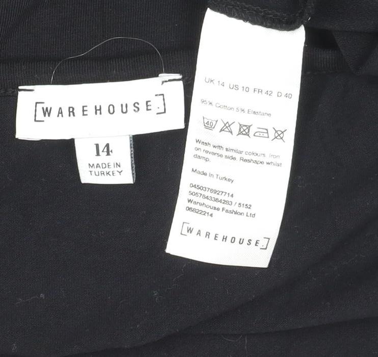 Warehouse Women’s Black Off Shoulder Cotton Jersey Top Size 14