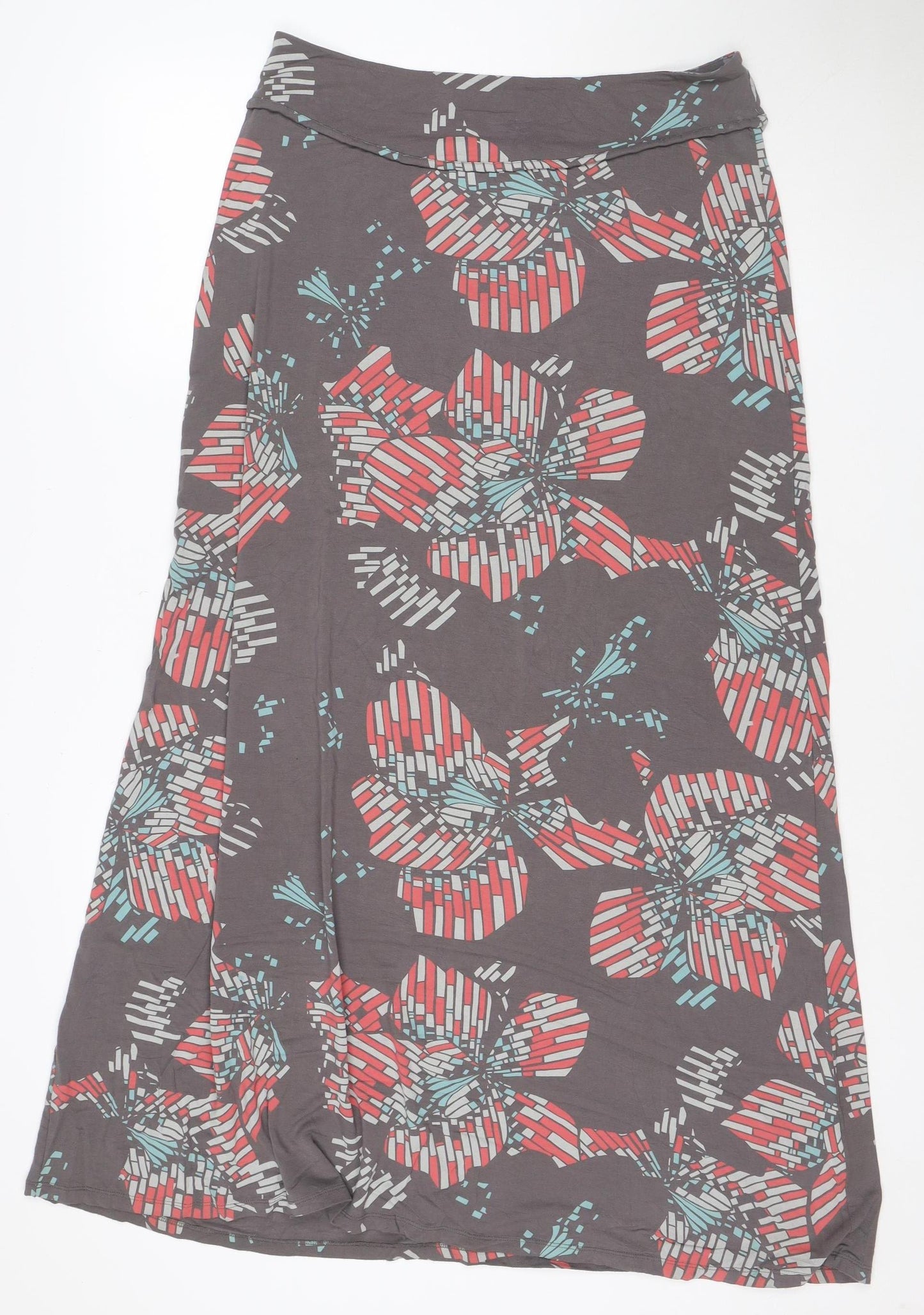White Stuff Women’s Grey Floral A-Line Midi Skirt Size 12