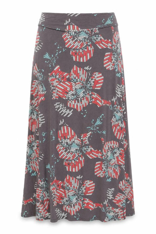 White Stuff Women’s Grey Floral A-Line Midi Skirt Size 12