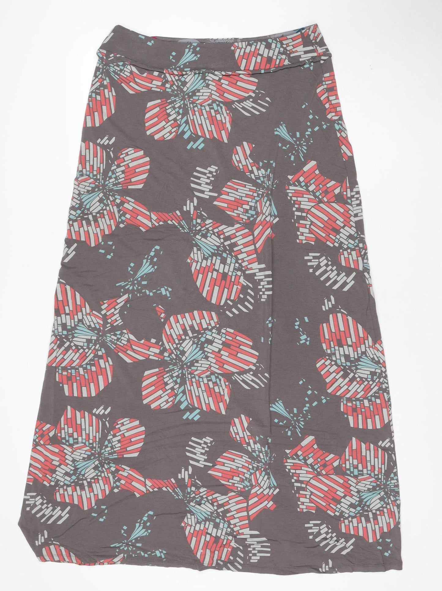 White Stuff Women’s Grey Floral A-Line Midi Skirt Size 12