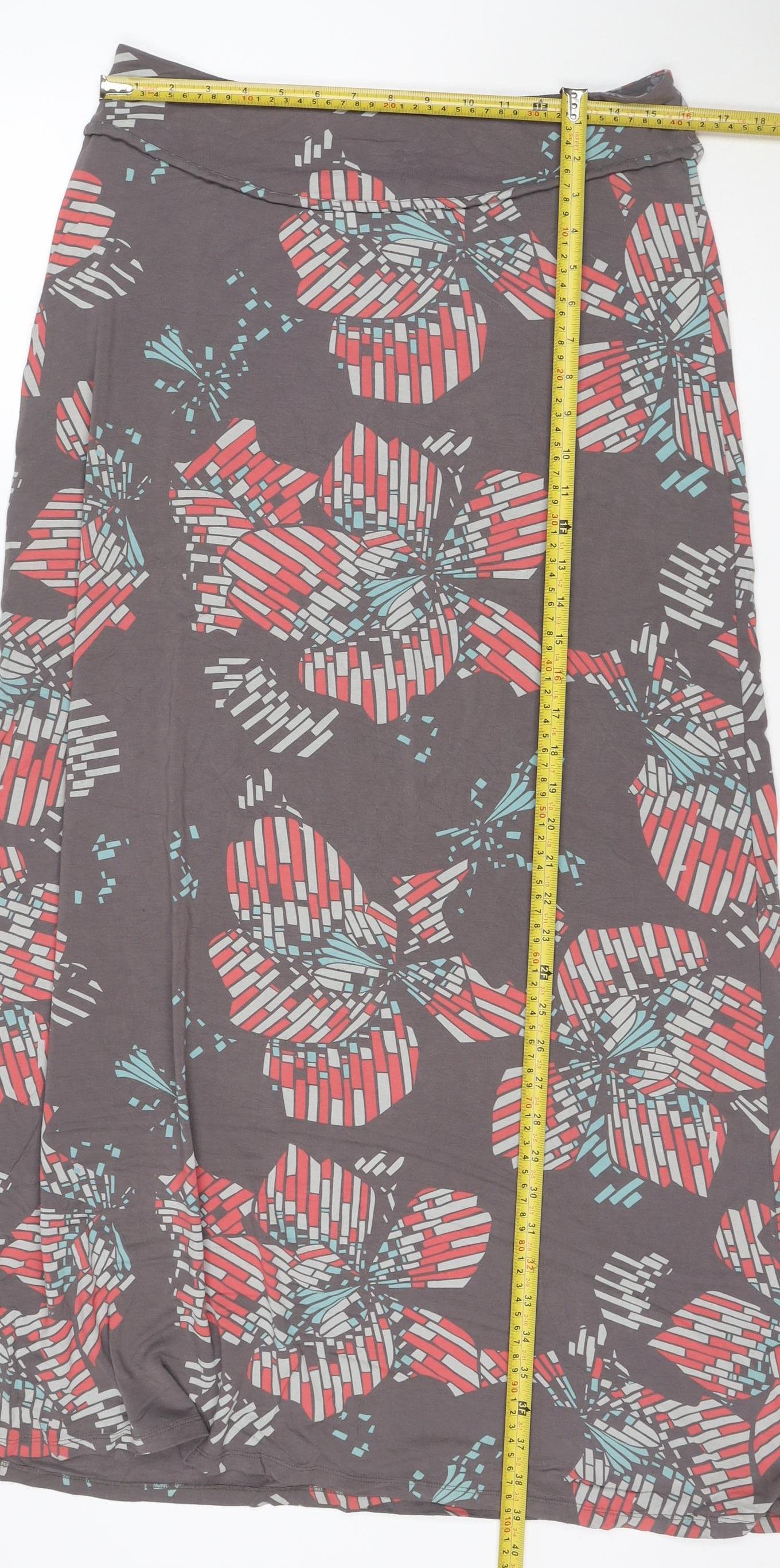White Stuff Women’s Grey Floral A-Line Midi Skirt Size 12
