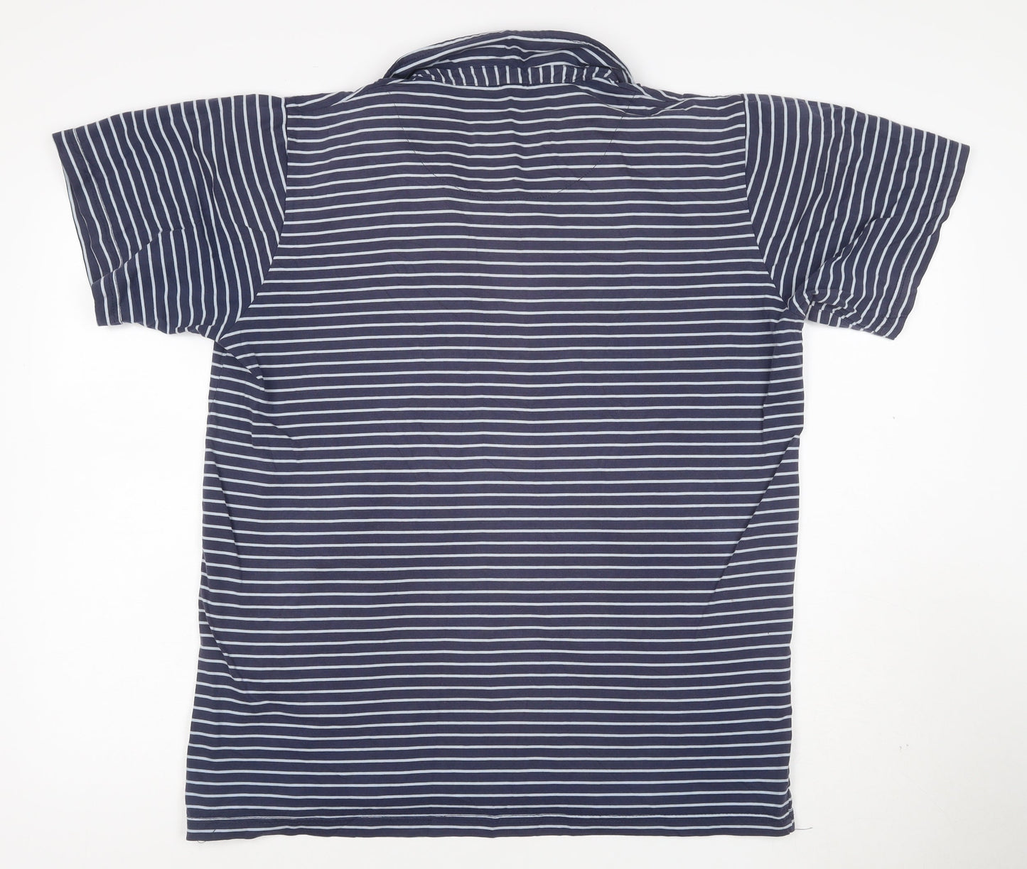 Authentic British Design Men's Blue Striped Cotton Polo Shirt L