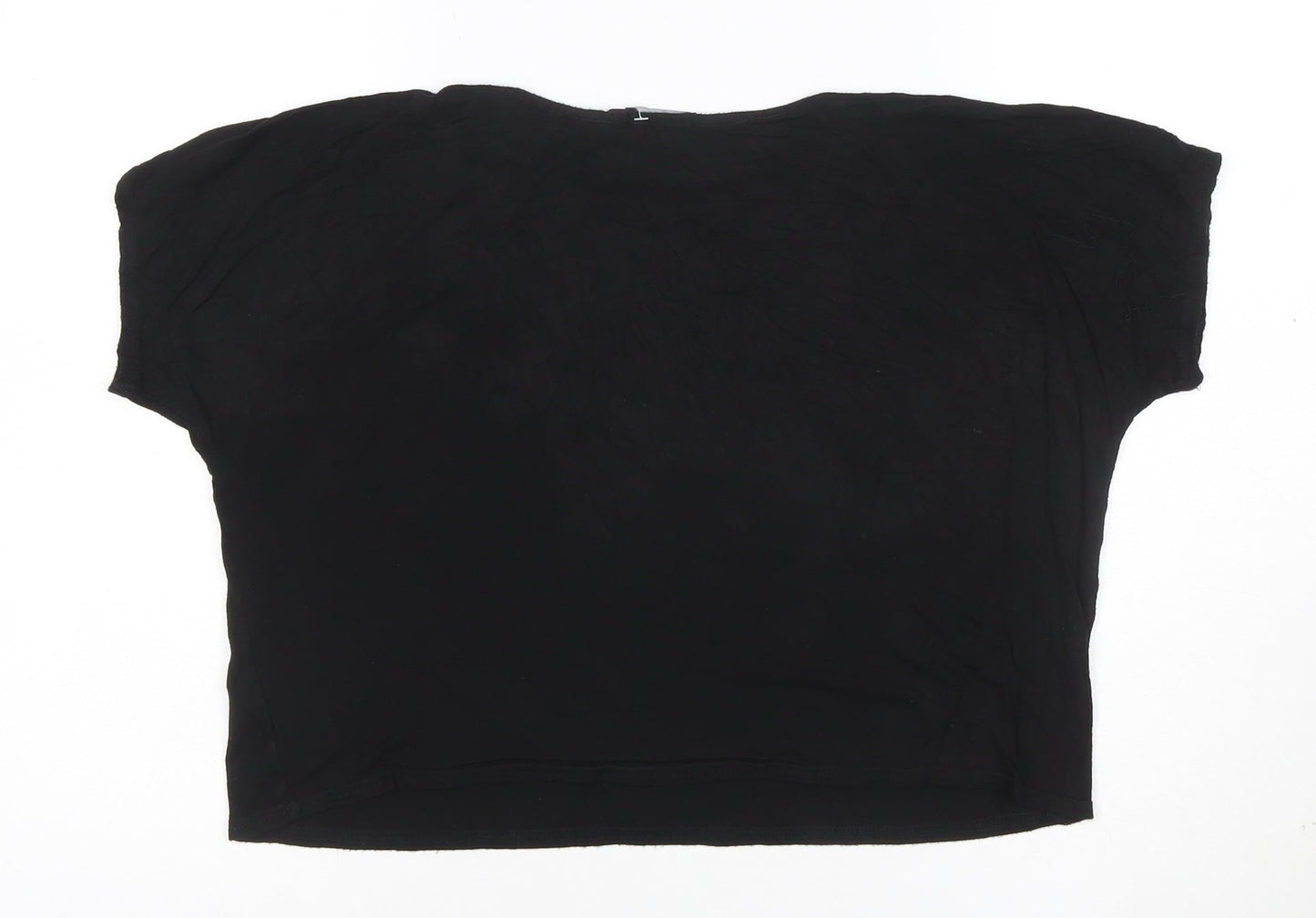 Boohoo Women's Black Elephant Cropped T-Shirt Size 10 Viscose Jersey