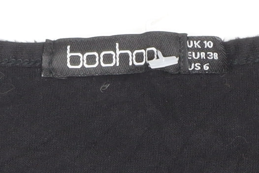 Boohoo Women's Black Elephant Cropped T-Shirt Size 10 Viscose Jersey