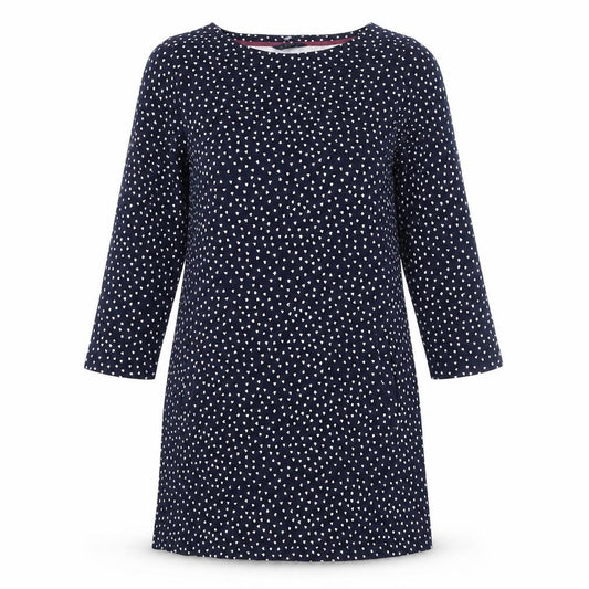 Joules Women Blue Polka Dot Shift Dress Size 12 Cotton 3/4 Sleeve