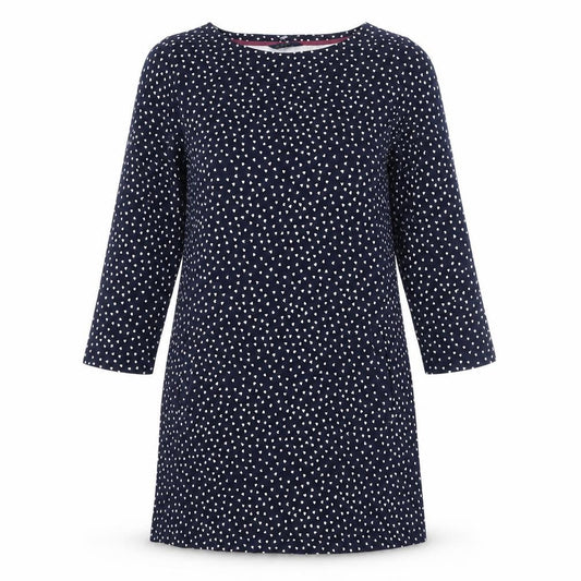 Joules Women Blue Polka Dot Shift Dress Size 12 Cotton 3/4 Sleeve