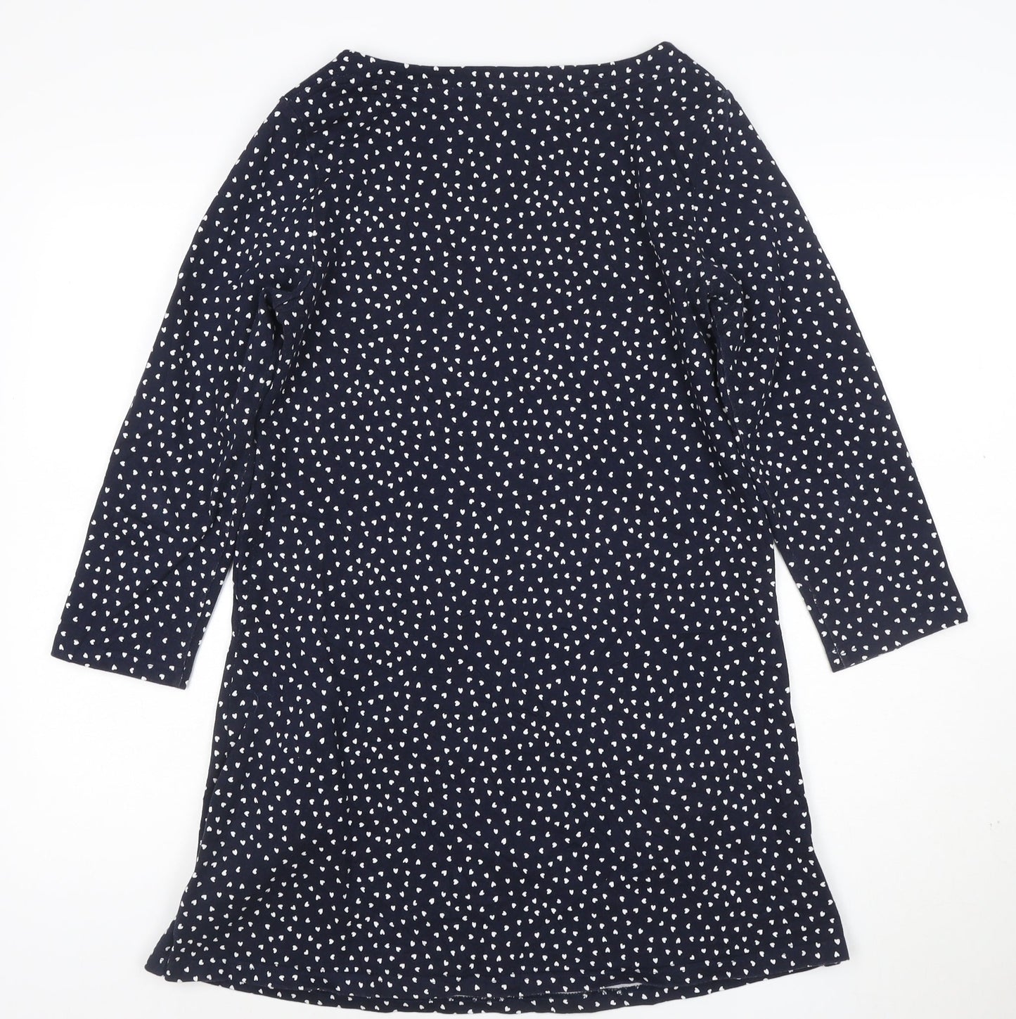Joules Women Blue Polka Dot Shift Dress Size 12 Cotton 3/4 Sleeve