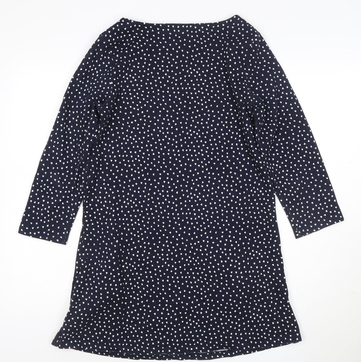 Joules Women Blue Polka Dot Shift Dress Size 12 Cotton 3/4 Sleeve