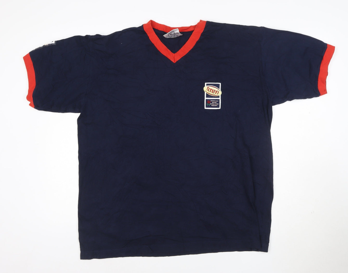 Tetley's Official England Rugby Navy V-Neck Men's T-Shirt One Size