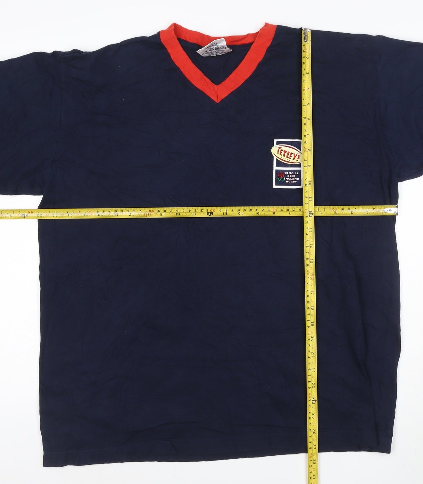 Tetley's Official England Rugby Navy V-Neck Men's T-Shirt One Size