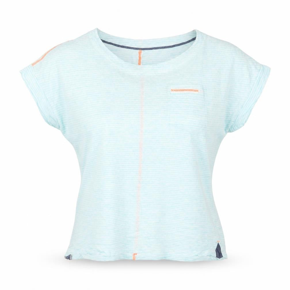 White Stuff Women's Blue Linen Short Sleeve T-Shirt Size 8