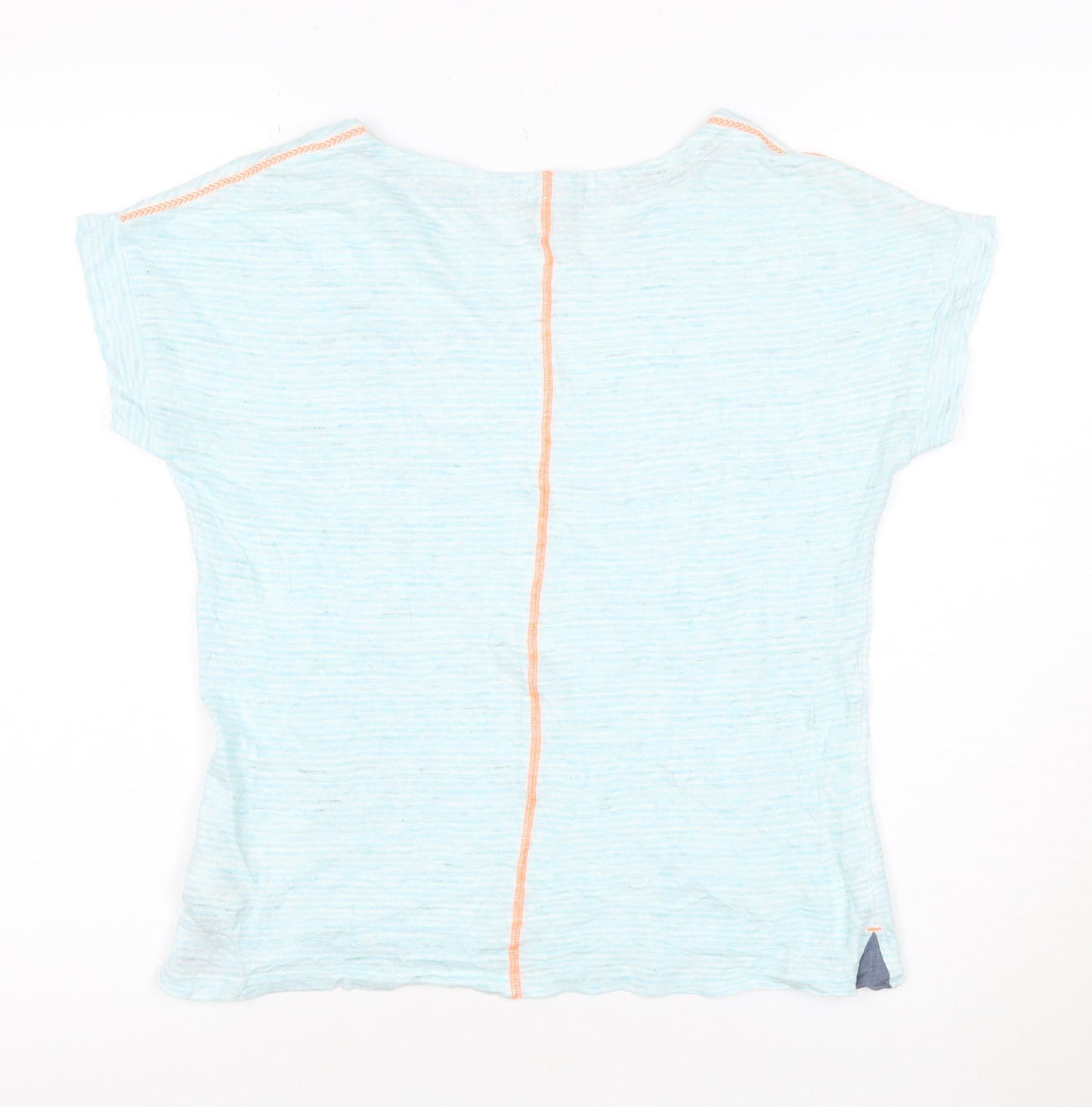 White Stuff Women's Blue Linen Short Sleeve T-Shirt Size 8