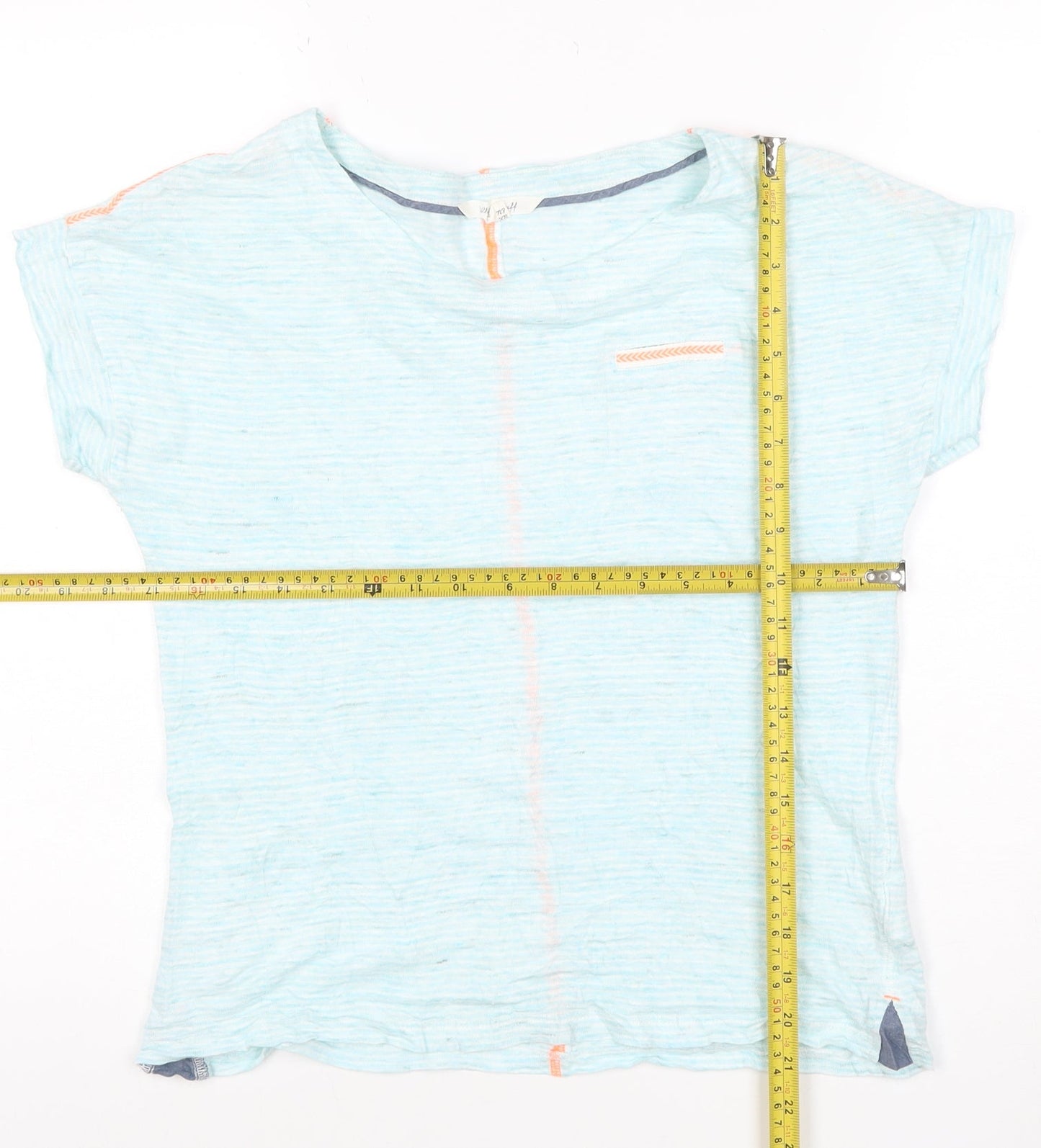 White Stuff Women's Blue Linen Short Sleeve T-Shirt Size 8