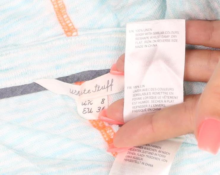 White Stuff Women's Blue Linen Short Sleeve T-Shirt Size 8