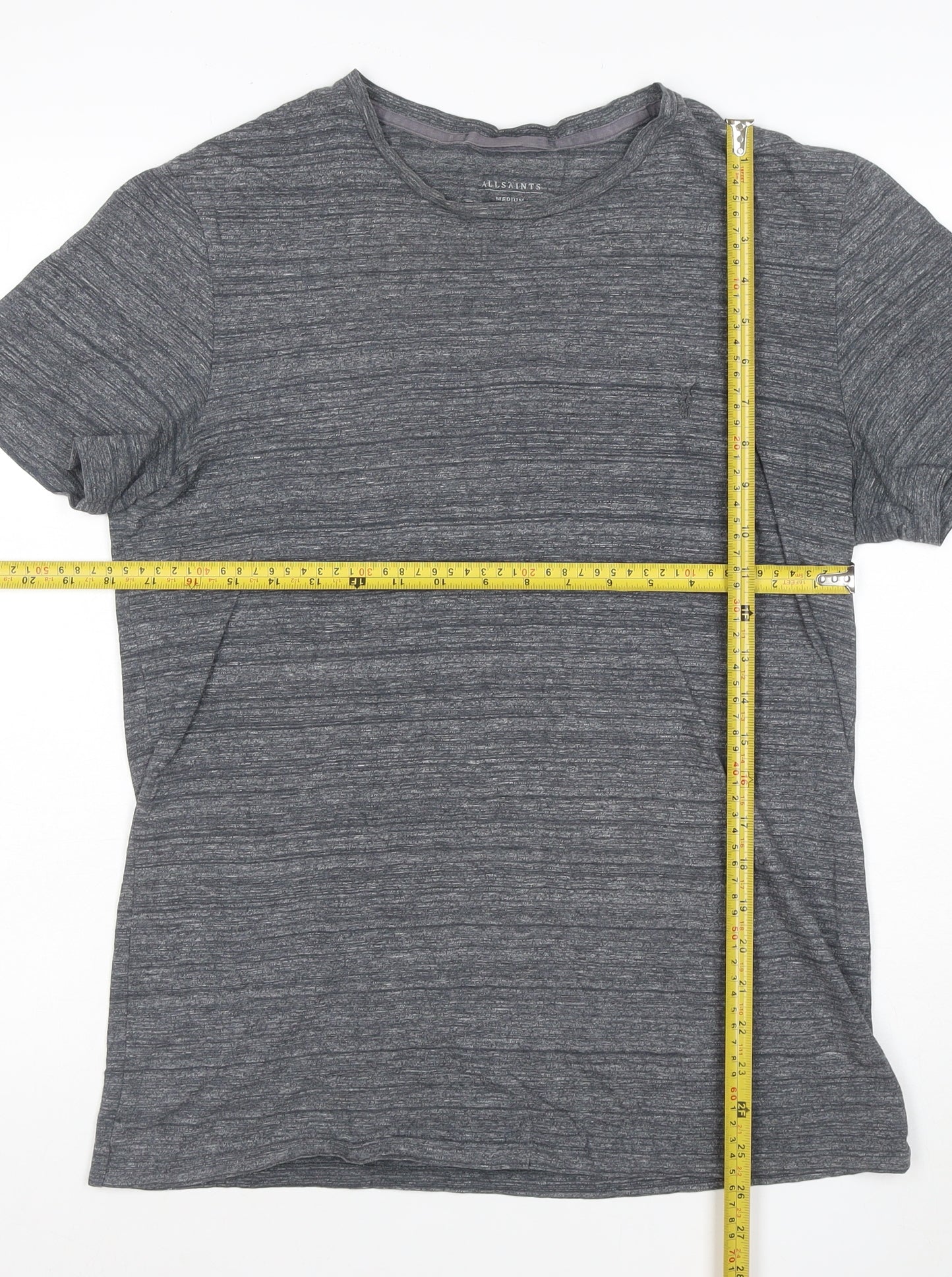 AllSaints Men's Grey Crew Neck Short Sleeve T-Shirt Medium
