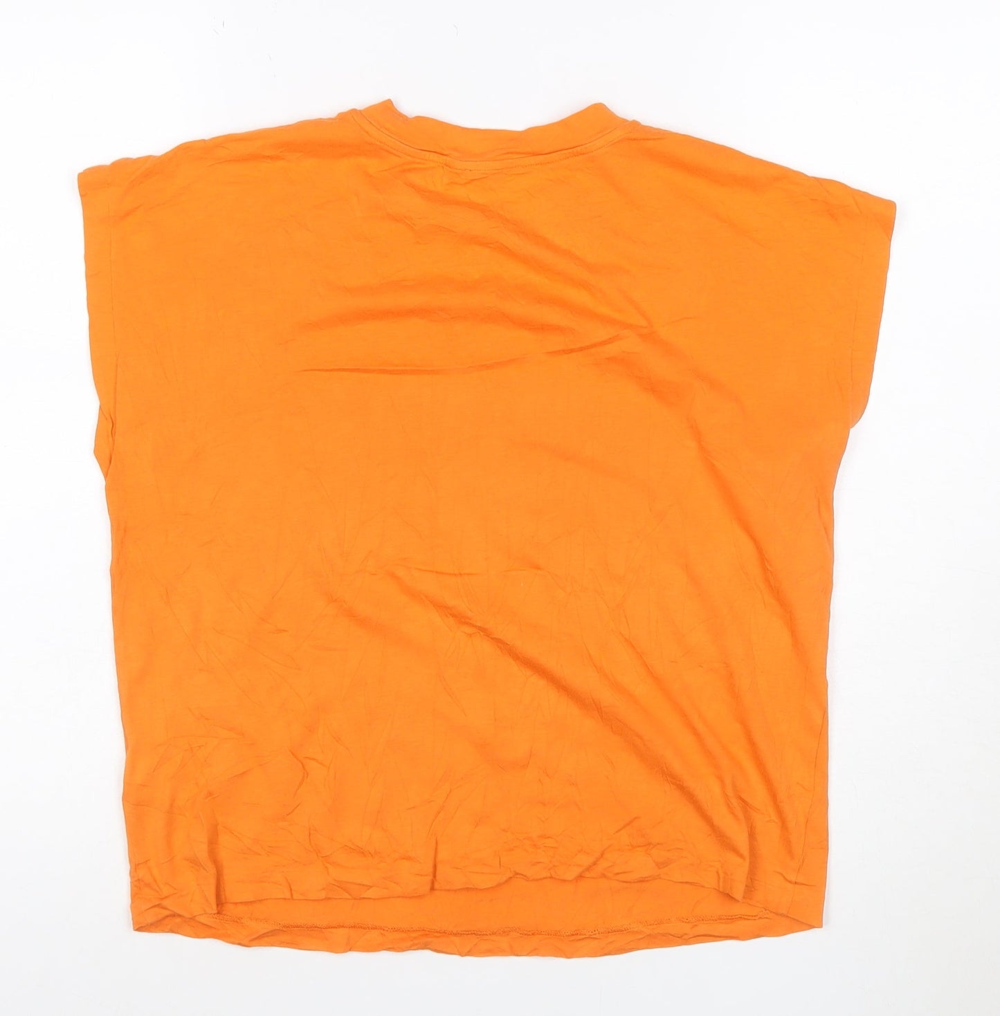 Jigsaw Women's Orange Basic Cotton Modal Sleeveless T-Shirt M