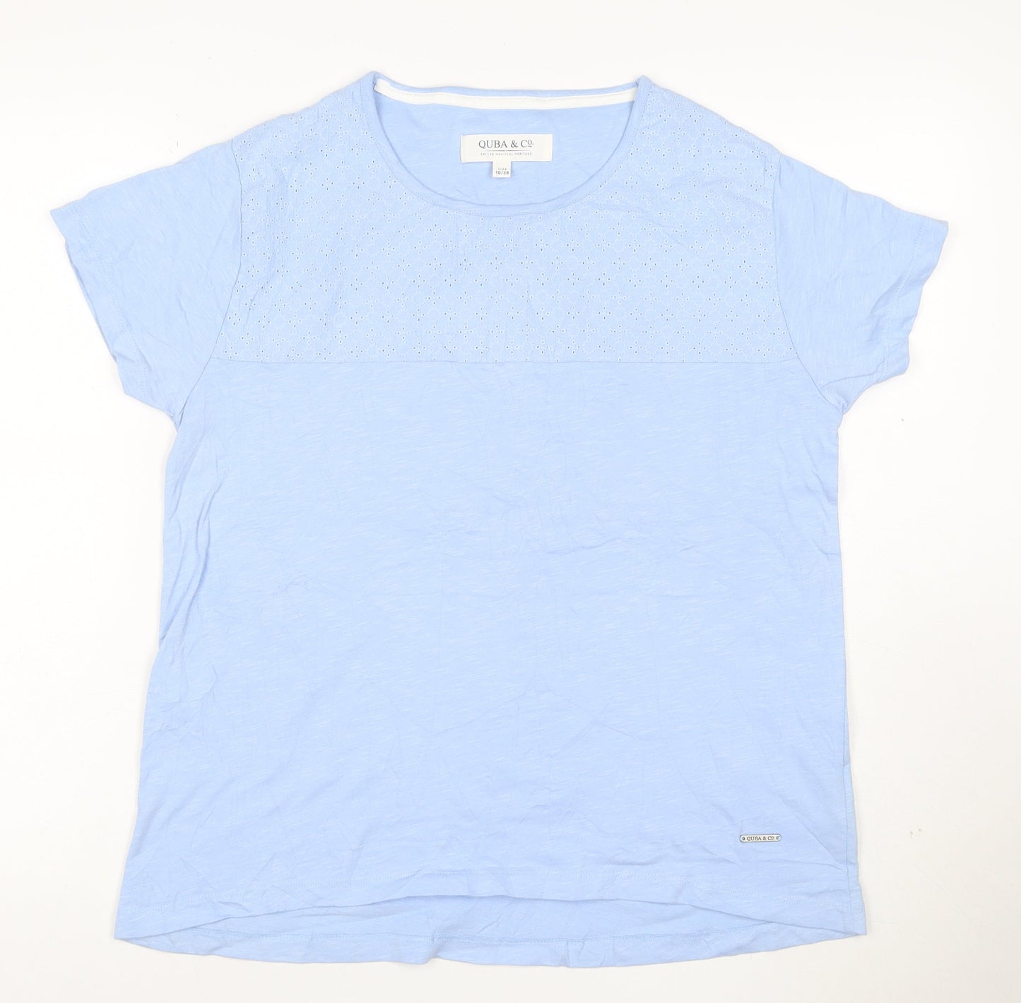 Quba & Co Womens Blue Cotton Short Sleeve T-Shirt Size 10