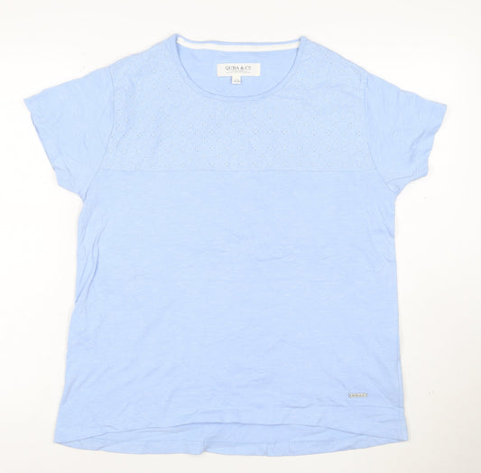 Quba & Co Womens Blue Cotton Short Sleeve T-Shirt Size 10