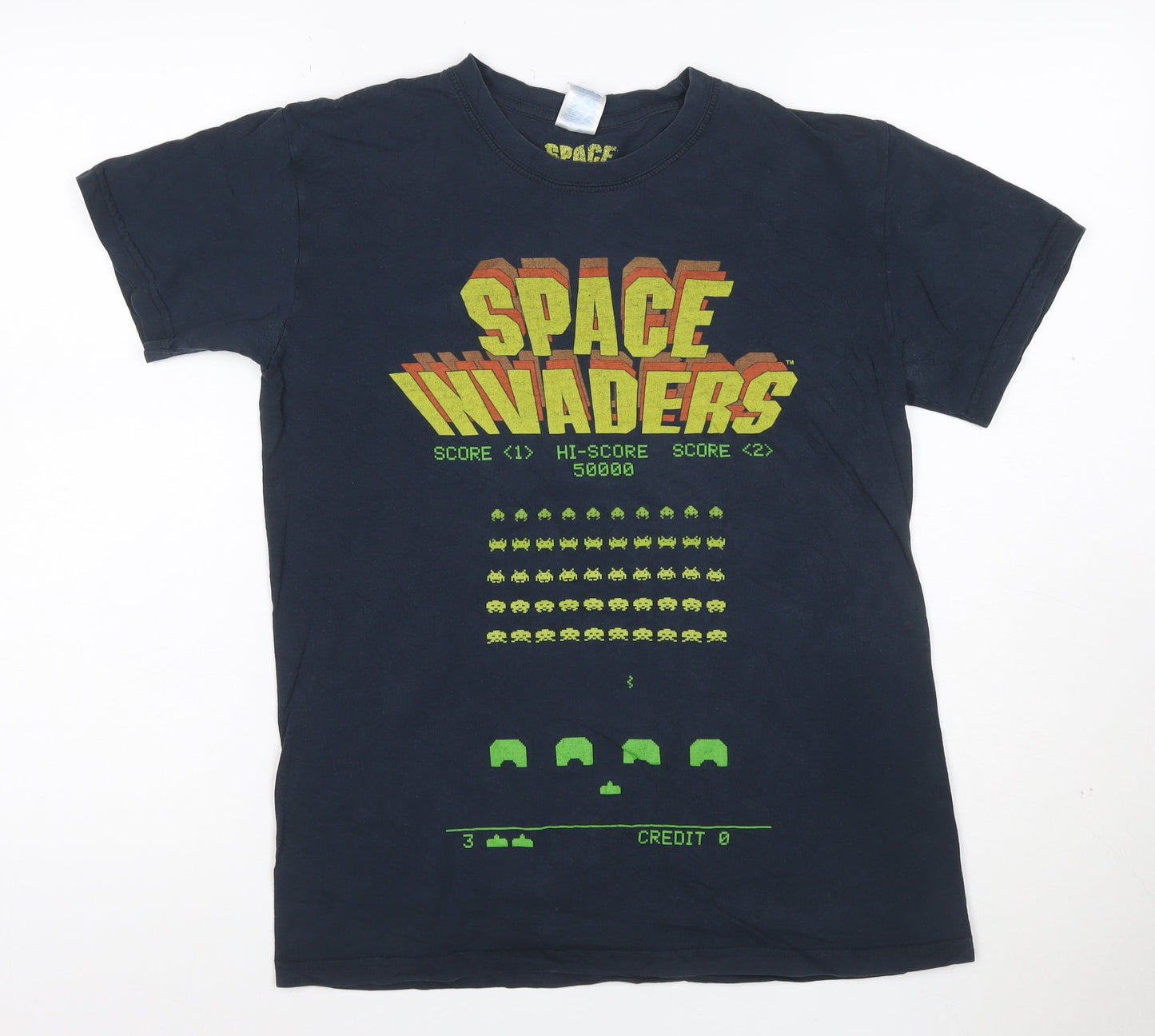Gildan Mens Black Space Invaders Retro Graphic T-Shirt Size M