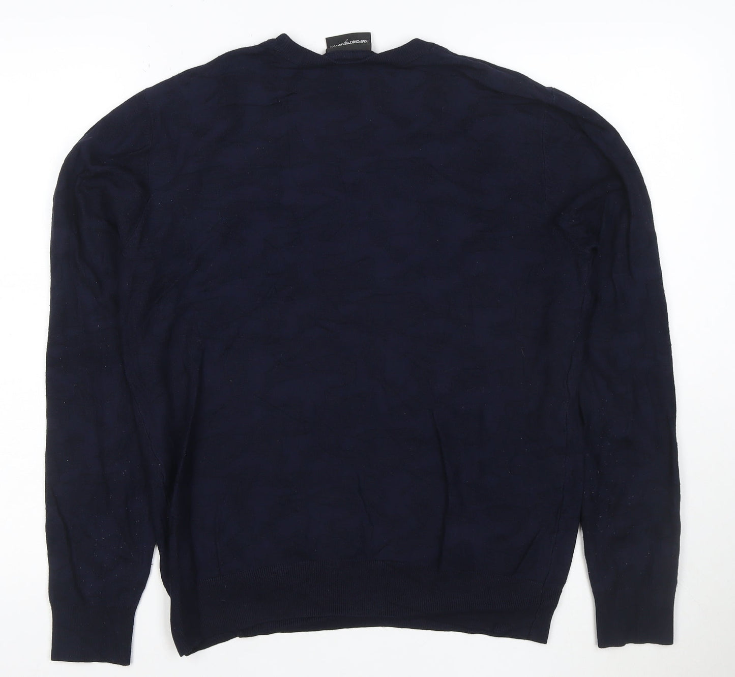 Emporio Armani Men's Blue Cotton Crew Neck Pullover Jumper Size L