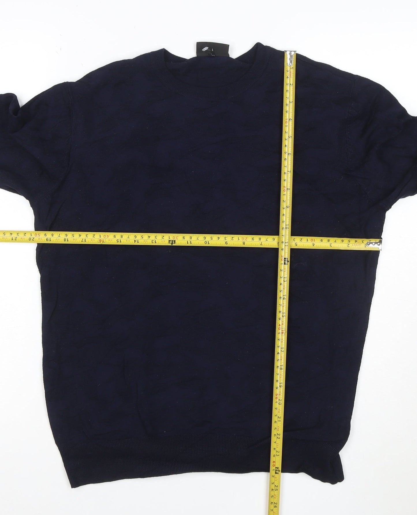 Emporio Armani Men's Blue Cotton Crew Neck Pullover Jumper Size L