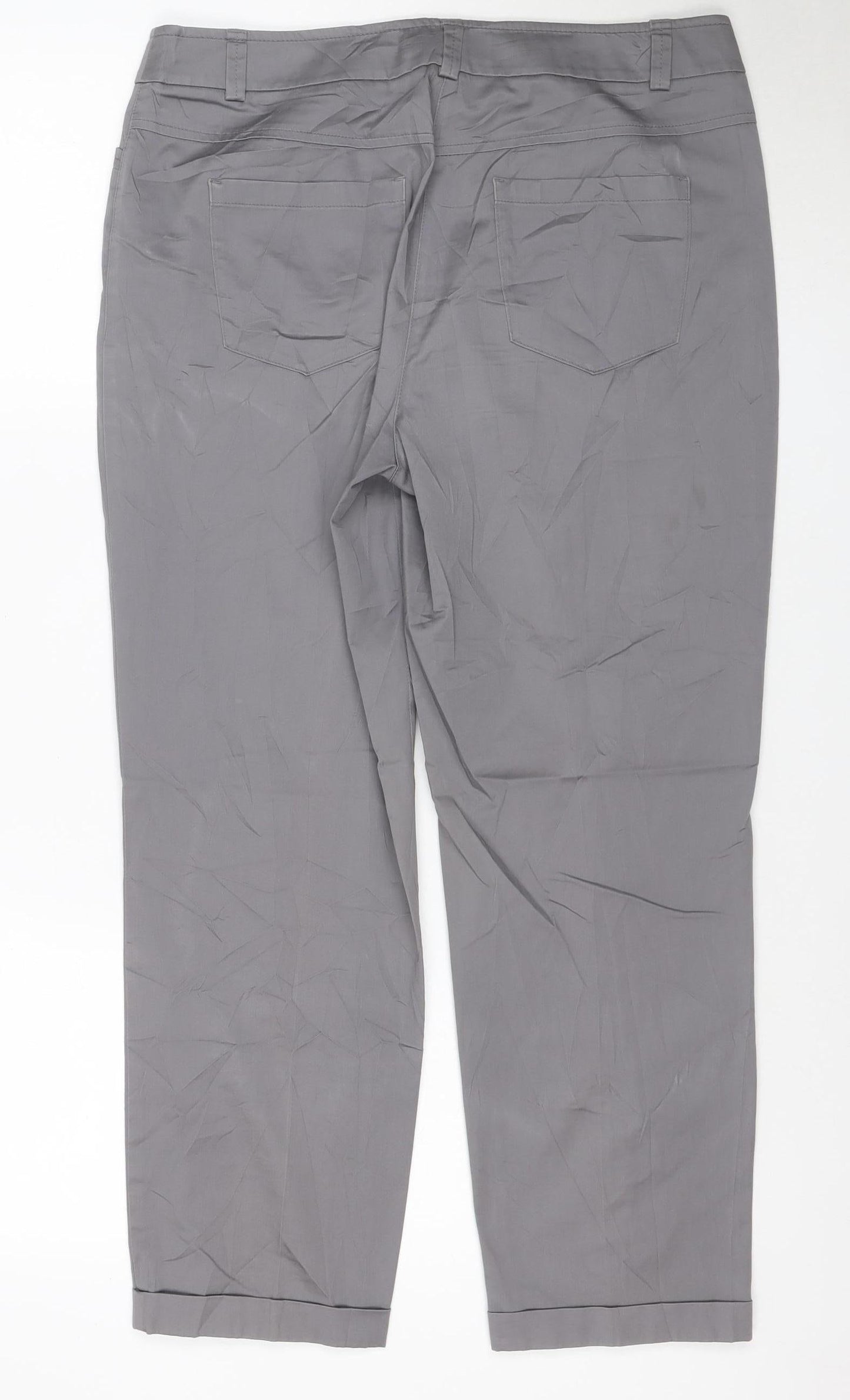 Gerry Weber Women Grey Cotton Blend Cropped Trousers Size 12