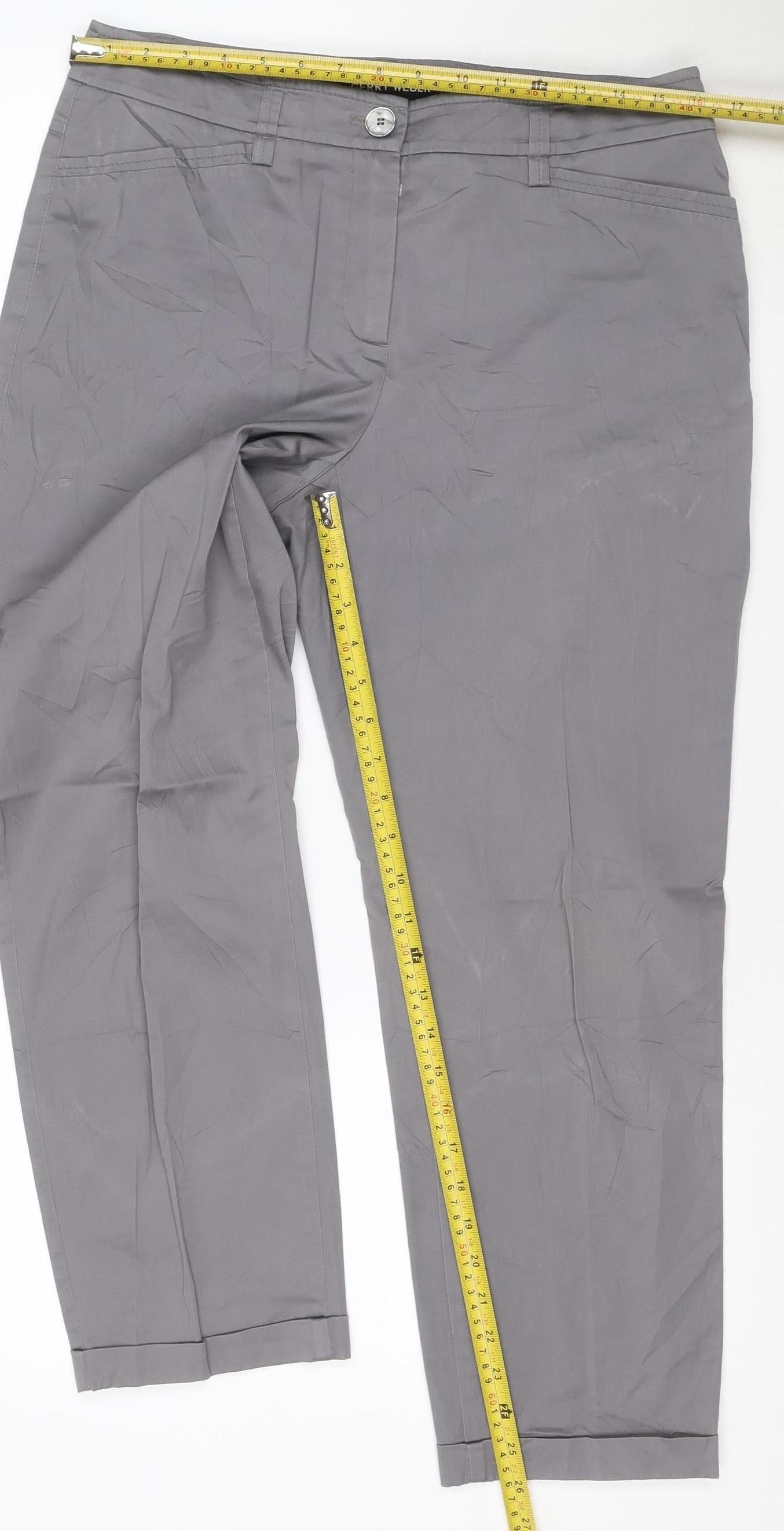 Gerry Weber Women Grey Cotton Blend Cropped Trousers Size 12
