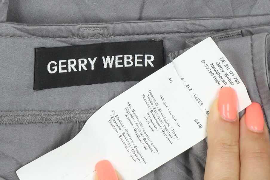 Gerry Weber Women Grey Cotton Blend Cropped Trousers Size 12