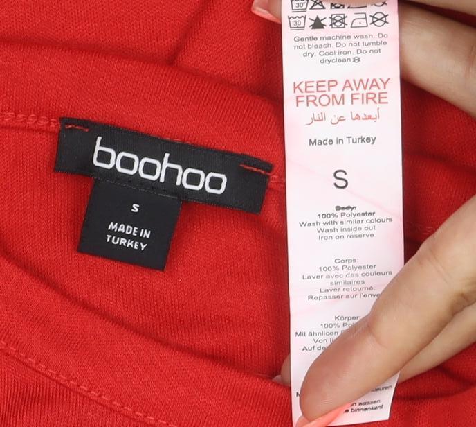 Boohoo Women's Red 'Team Santa' Long Sleeve Christmas T-Shirt Size S