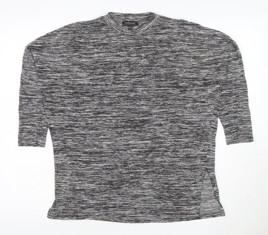 Warehouse Women Grey Mock Neck 3/4 Sleeve Jersey Top Size 8