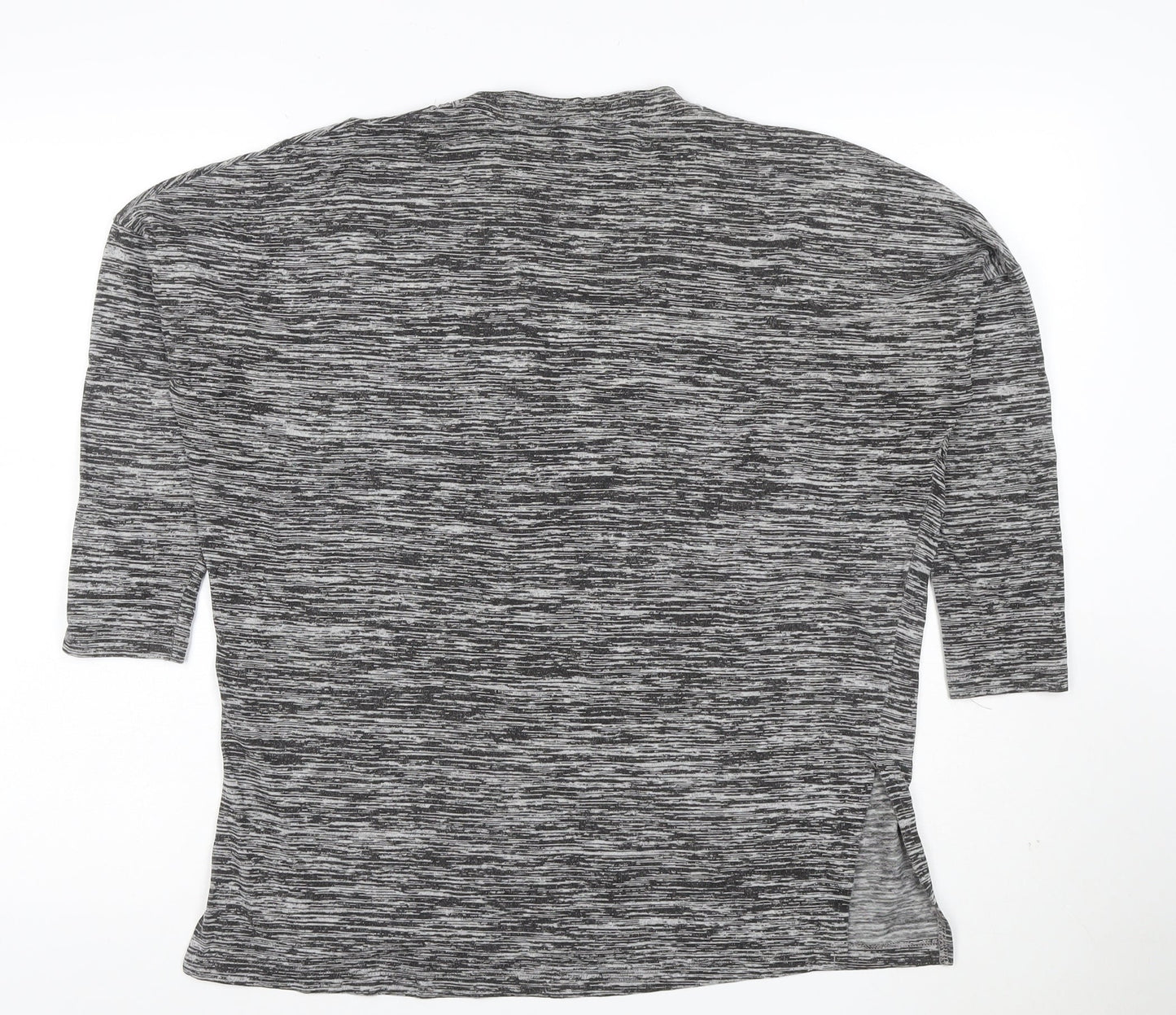 Warehouse Women Grey Mock Neck 3/4 Sleeve Jersey Top Size 8