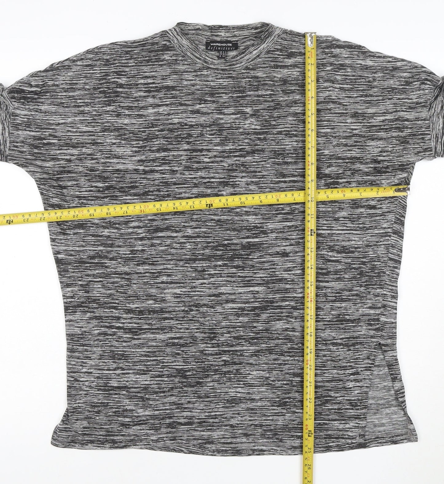 Warehouse Women Grey Mock Neck 3/4 Sleeve Jersey Top Size 8