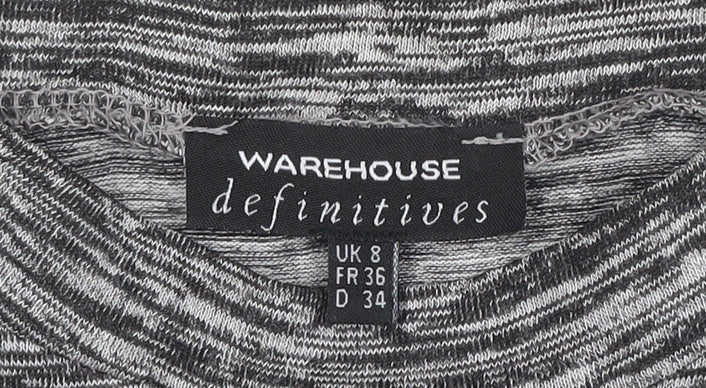 Warehouse Women Grey Mock Neck 3/4 Sleeve Jersey Top Size 8