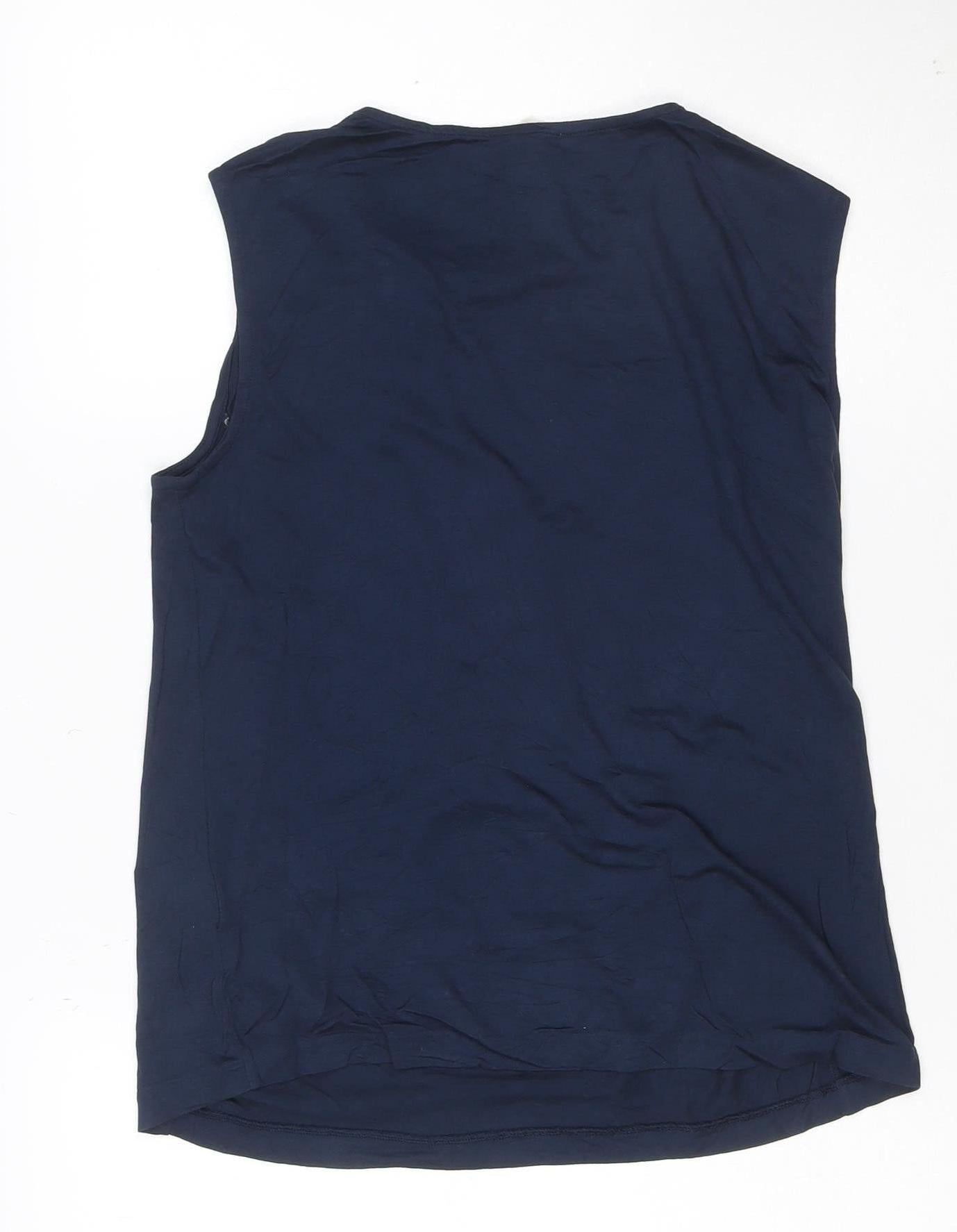 Jaeger Women Blue Sleeveless Basic Jersey Blouse M