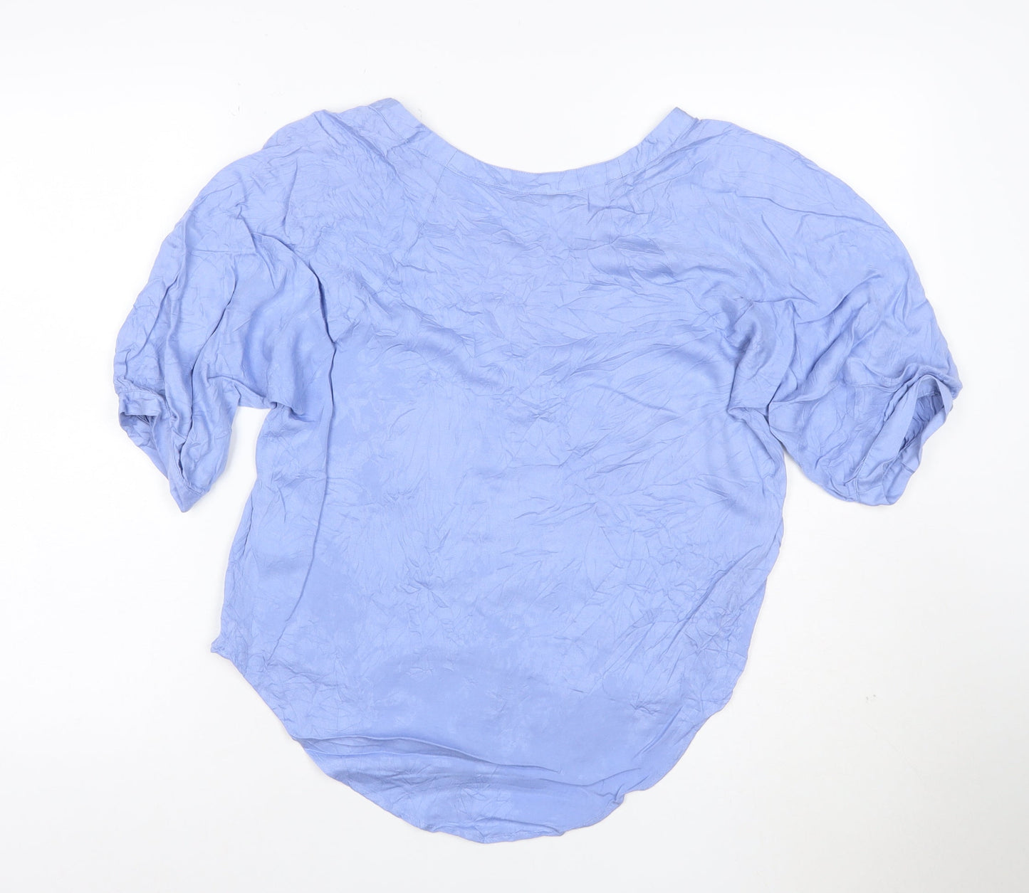 Joules Women Blue Viscose Button-Up Short Sleeve Top XS