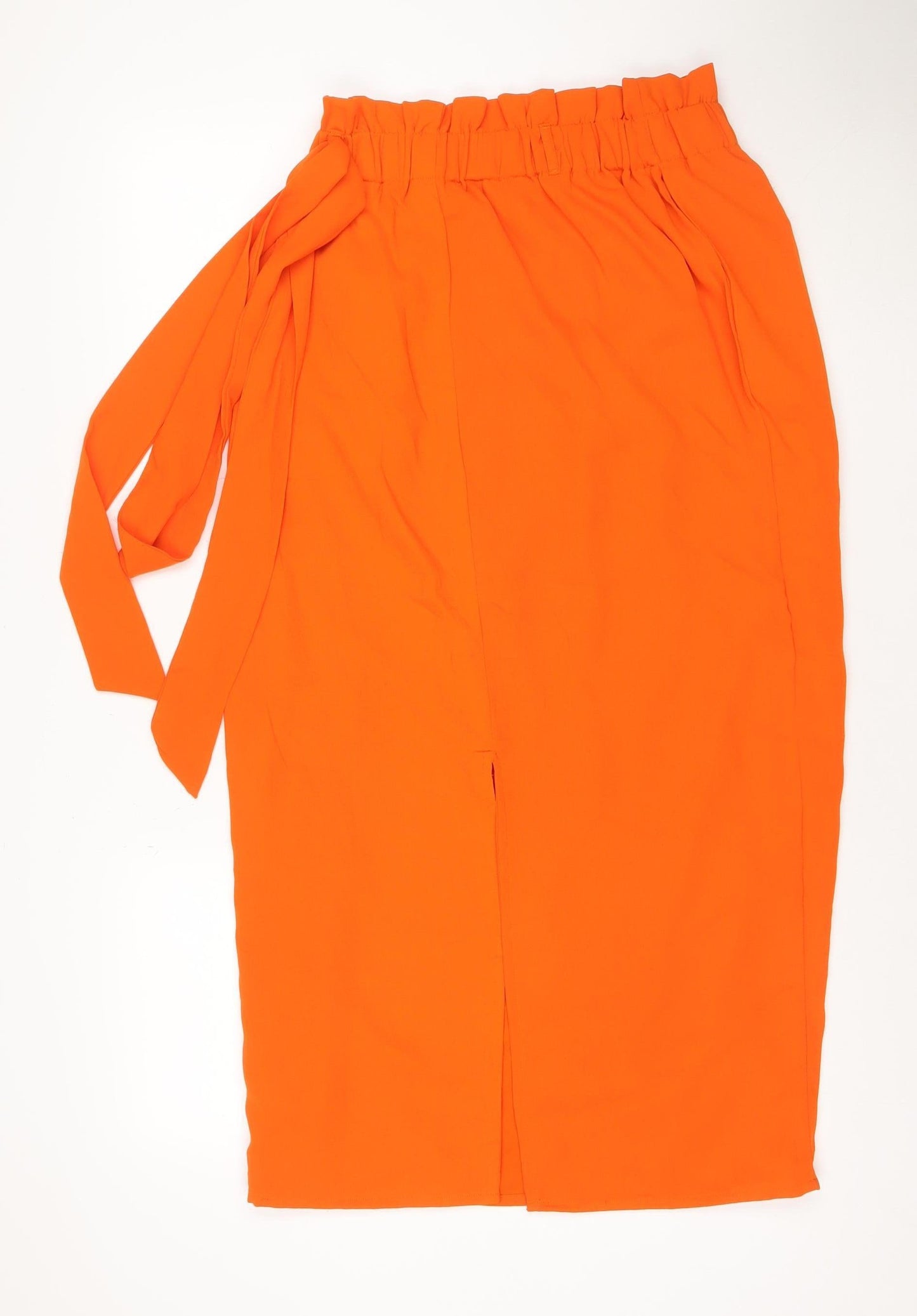 Dancing Leopard Women’s Orange Wrap Midi Skirt Size 12 Polyester