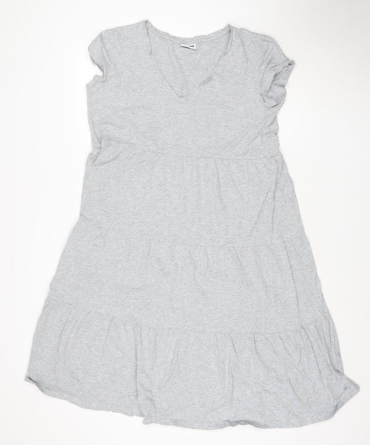 Noisy May Women Grey XS T-Shirt Dress Casual Jersey Cotton