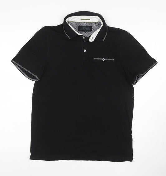 Ted Baker Men's Black Short Sleeve Cotton Polo Shirt Size M