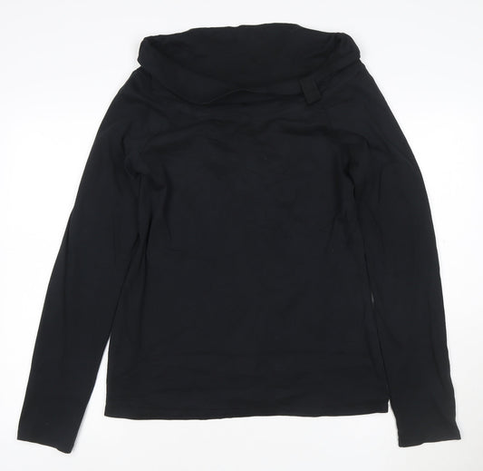 Long Tall Sally Women's Black Roll Neck Long Sleeve Cotton T-Shirt Size L