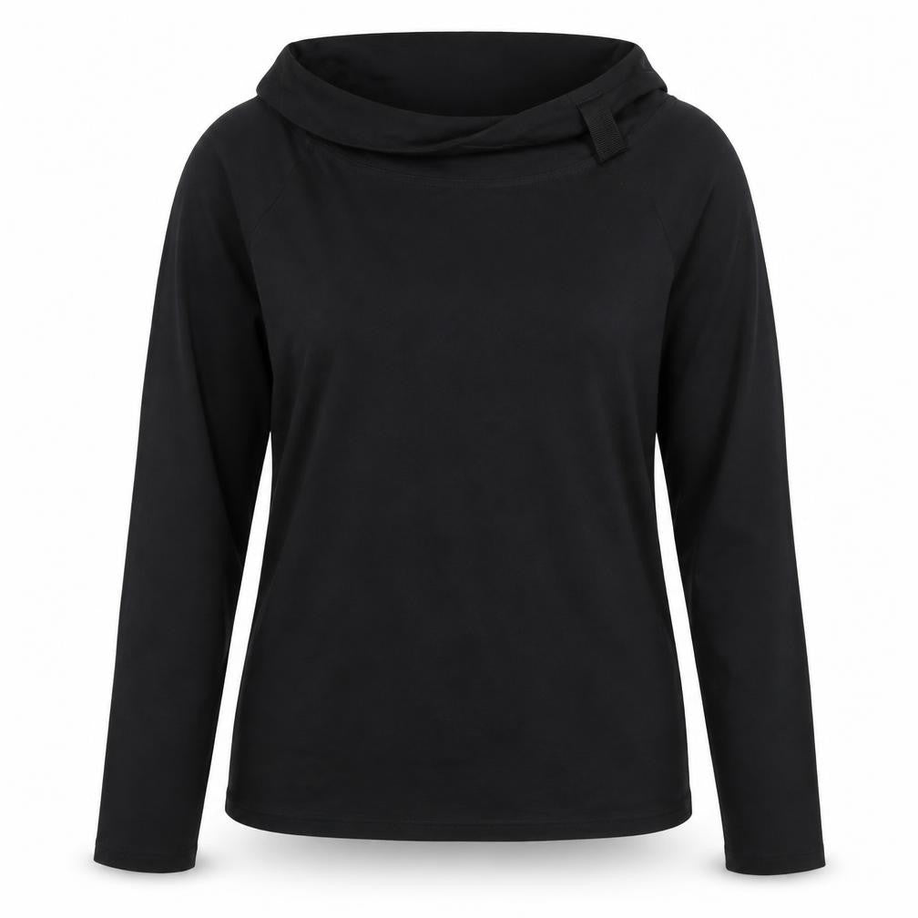 Long Tall Sally Women's Black Roll Neck Long Sleeve Cotton T-Shirt Size L