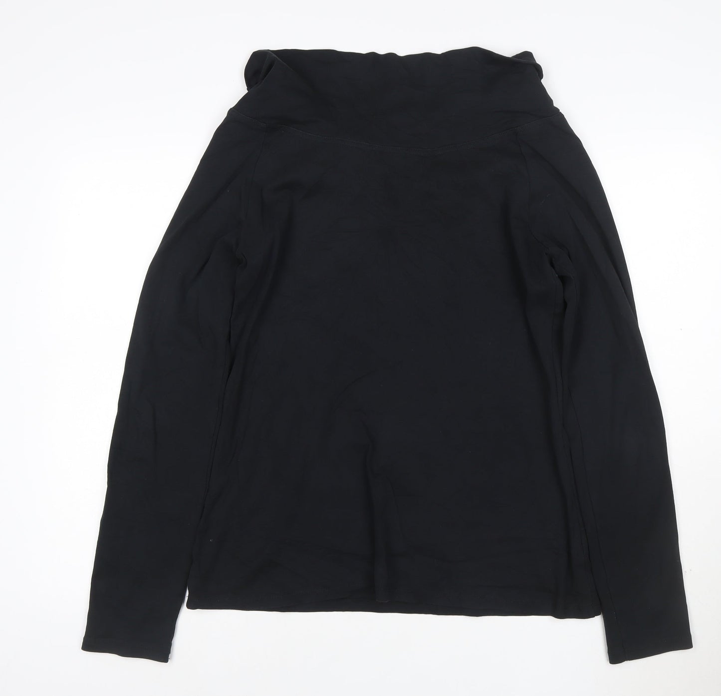 Long Tall Sally Women's Black Roll Neck Long Sleeve Cotton T-Shirt Size L